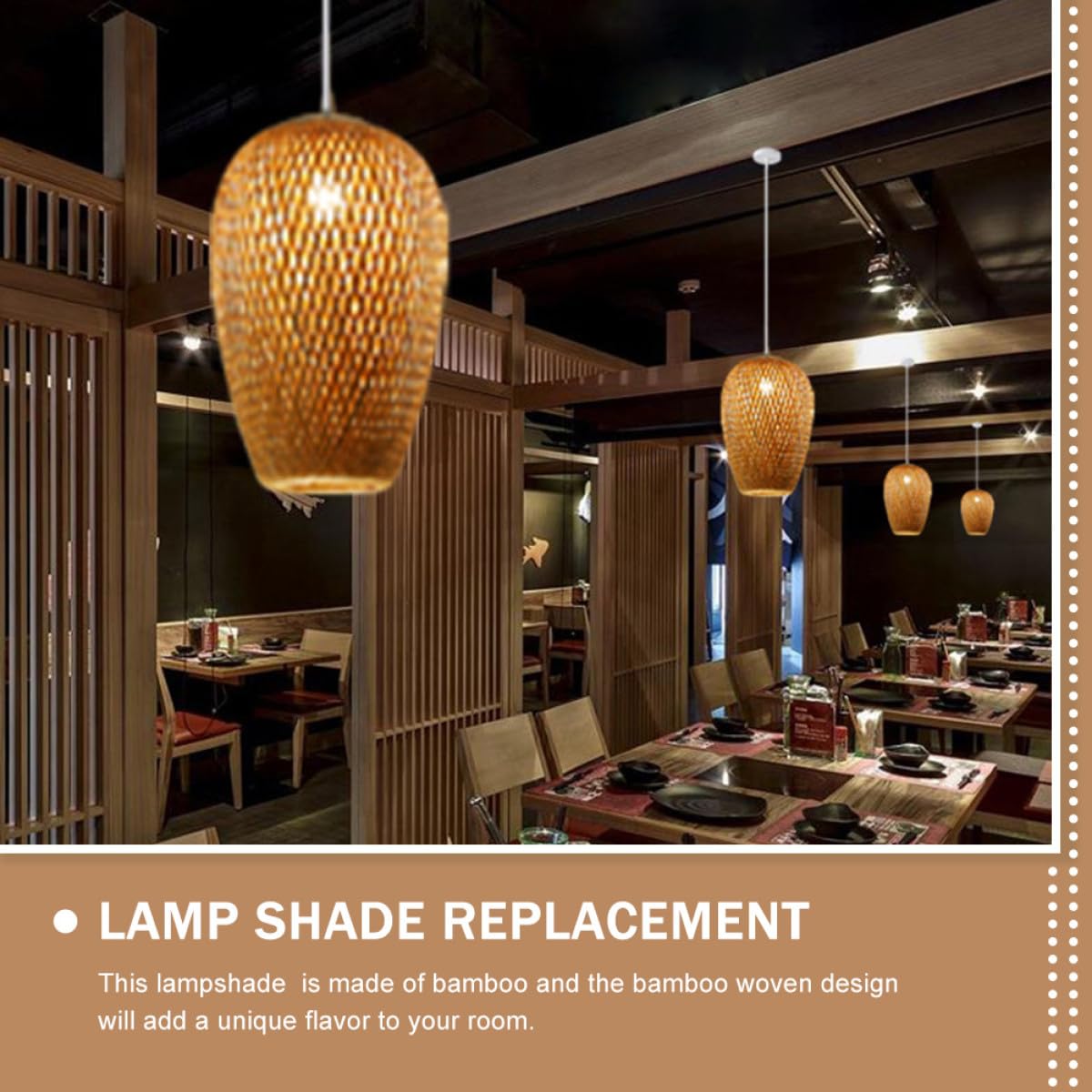 TOYANDONA Abat-jour en Bambou Tissé pour Plafonniers, Style Zen Chinois, Couleur Kaki, Création D'une Atmosphère Chaleureuse, pour Restaurants et Bars
