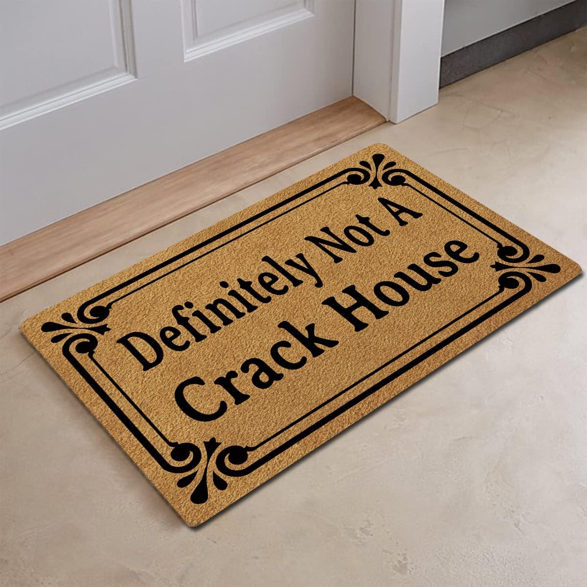 FunXiLin Welcome Door Mats for Home Decor (23.6 x 15.7 inch) Funny Mats with Anti-Slip Rubber Back Kitchen Rugs Personalized Doormat for Entrance Way (Definitely Not A Crack House)