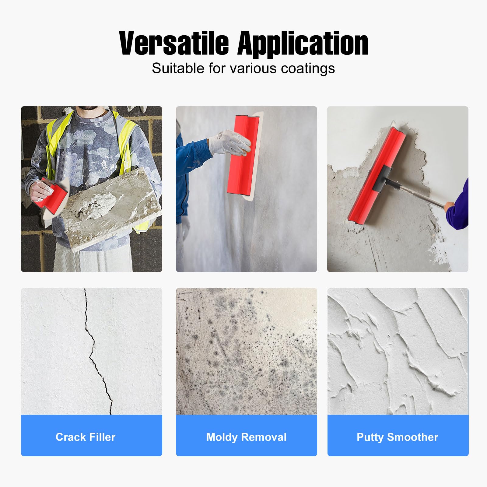 Spatola per Stucco con Lama in Acciaio Inox e Asta Telescopica 2m, Set Professionale per Cartongesso, Pareti e Soffitti, Lisciante Multifunzionale per Livellamento e Rasatura