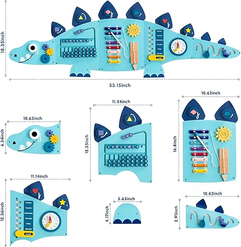 Miniatura 2 de Beright Paneles de tablero de actividades de dinosaurio, juguetes sensoriales Montessori, centro de actividades de aprendizaje para niños, perfecto