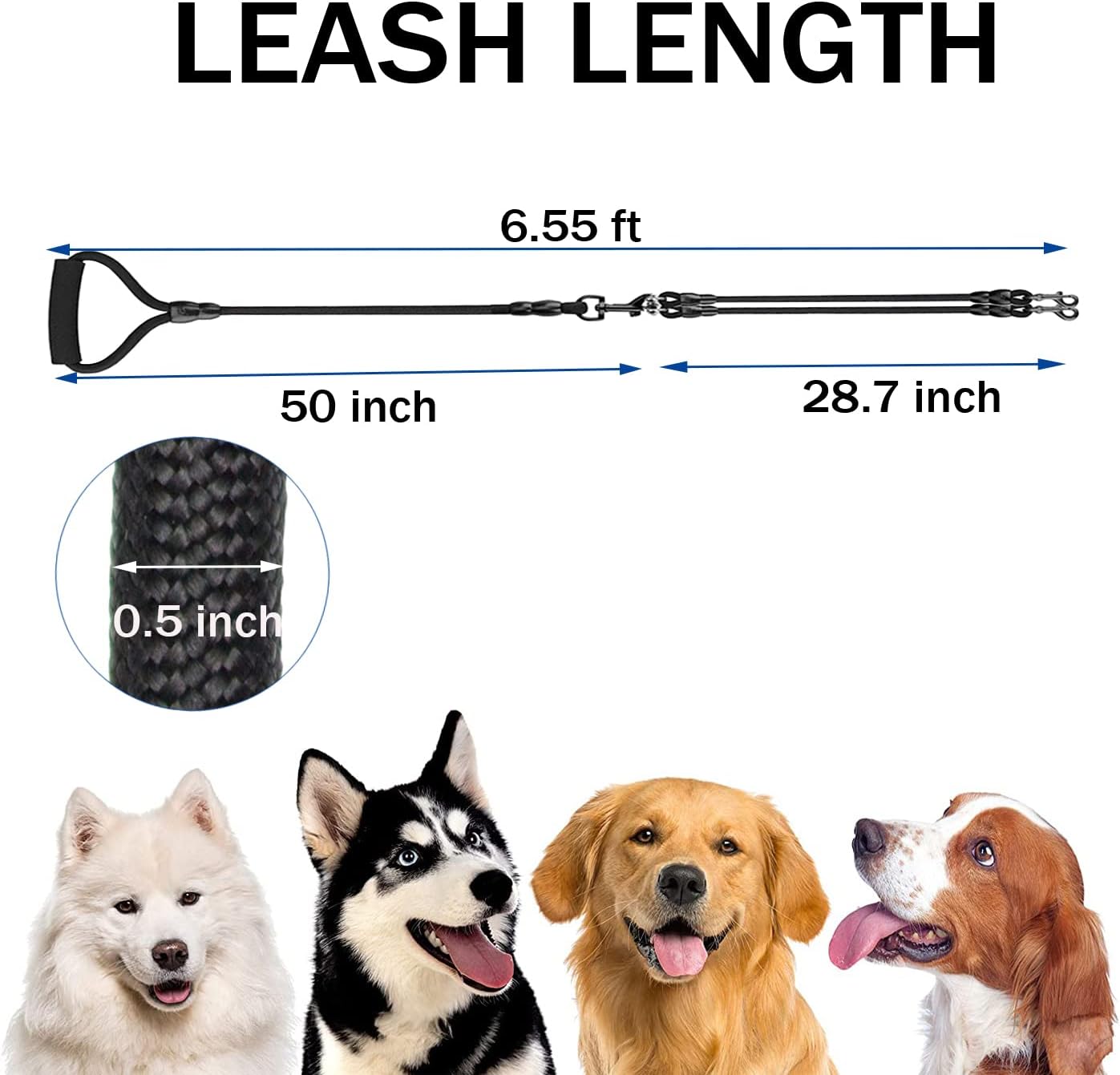 3 Dog Leash No Tangle Double Dog Leash Triple Dog Leash Heavy Duty