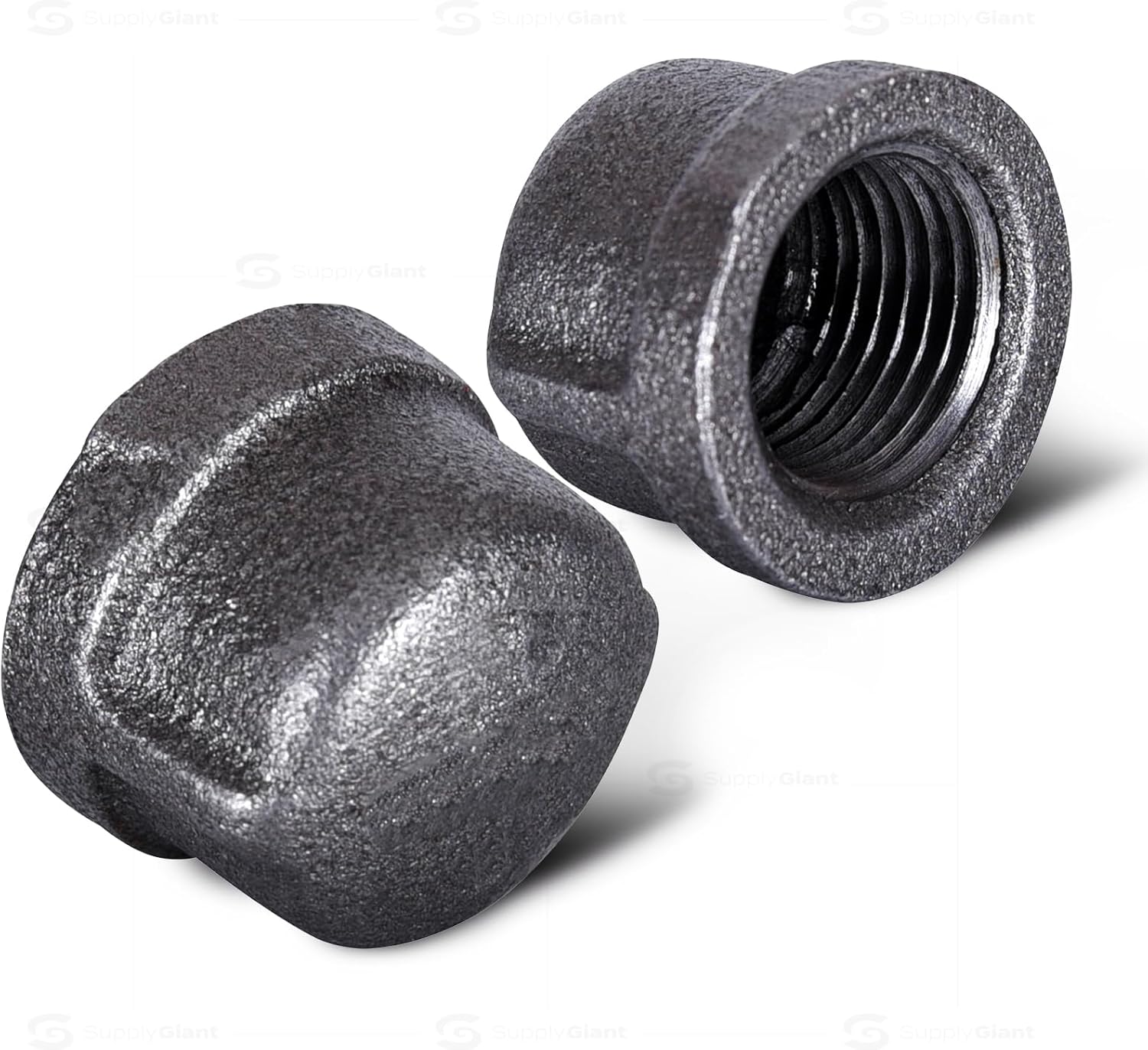 SUPPLY GIANT CNDQ0600 4" Black Malleable Iron Pipe Cap for 150 lb Applications with Female Thread, 4