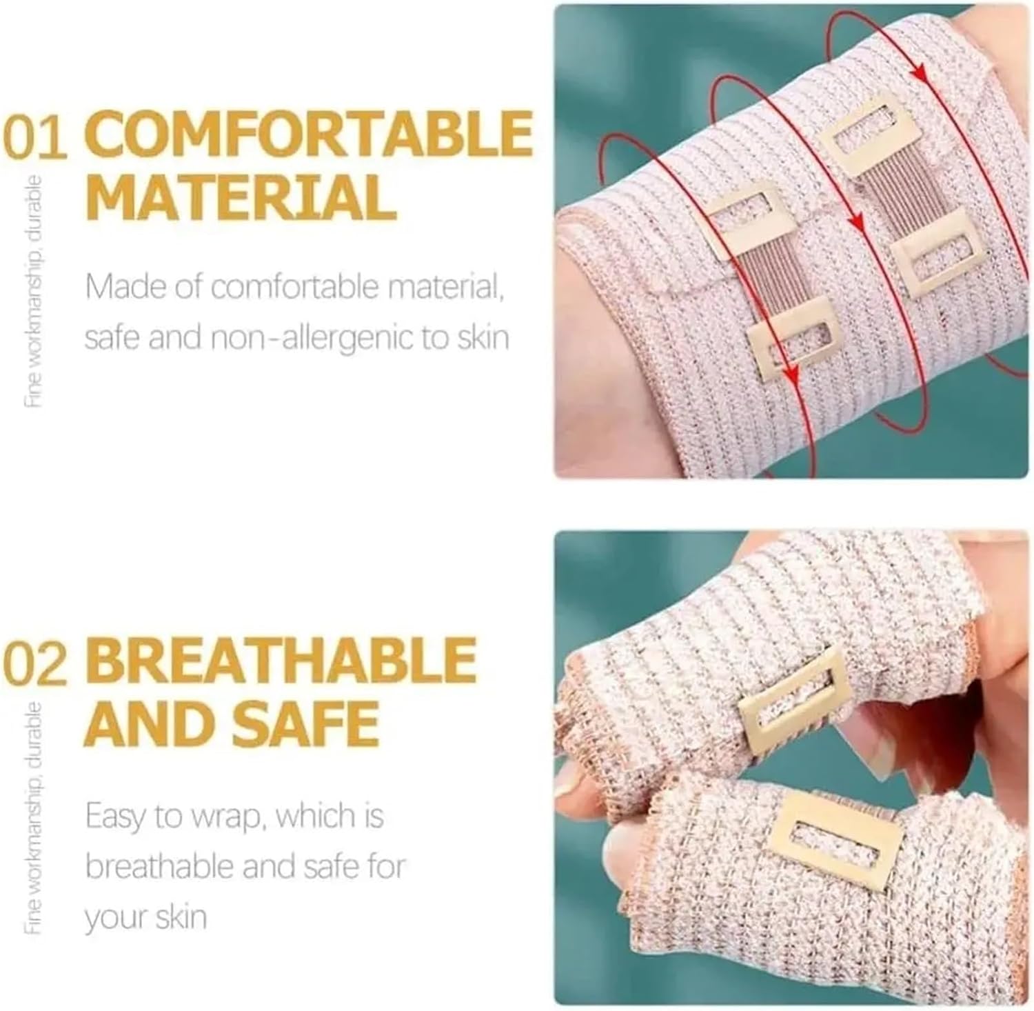 Bandage Clips 50pcs High Elasticity Elastic Bandage Wrap Strong Compression with Clip Closure Tendon Comfortable for Various Types Bandages