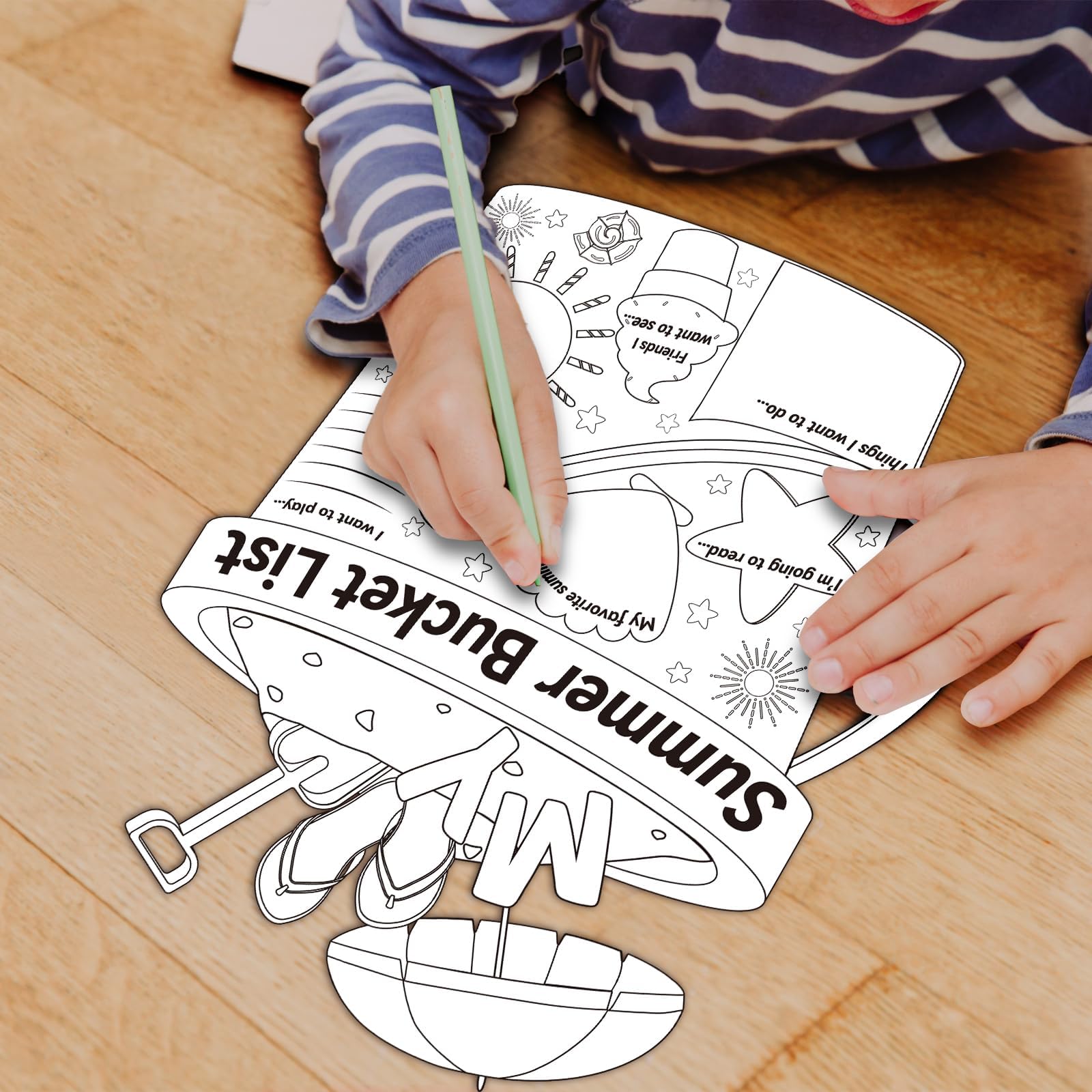 CHUNNIN 40 PCS Summer Activity Poster for Kids & Classroom, Unframed Round Cartoon Wall Art, Summer Bucket List Activity Poster for Camp, Elementary School, Birthday Parties - Image 4