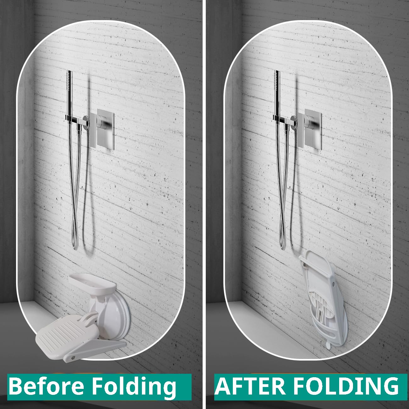 Shower Foot Rest Suction - Anti-Slip Bathroom Stool for Shaving Legs, Strong Suction Cup Footrest, Corner Design, Easy Install, Portable, Foot Care, Includes Bonus Toe Gap Cleaning Brush