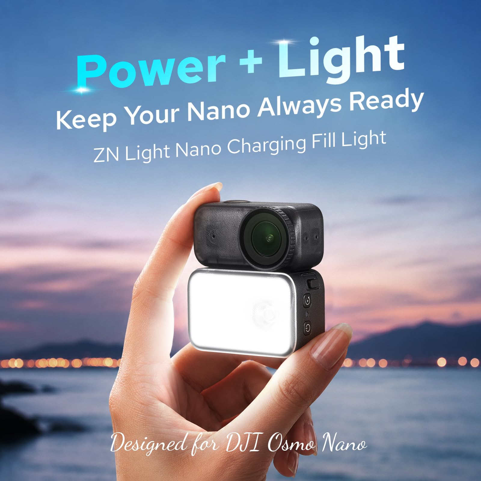 ZENIKO ZN Light - Mini luz LED para cámara de acción para DJI Osmo Nano