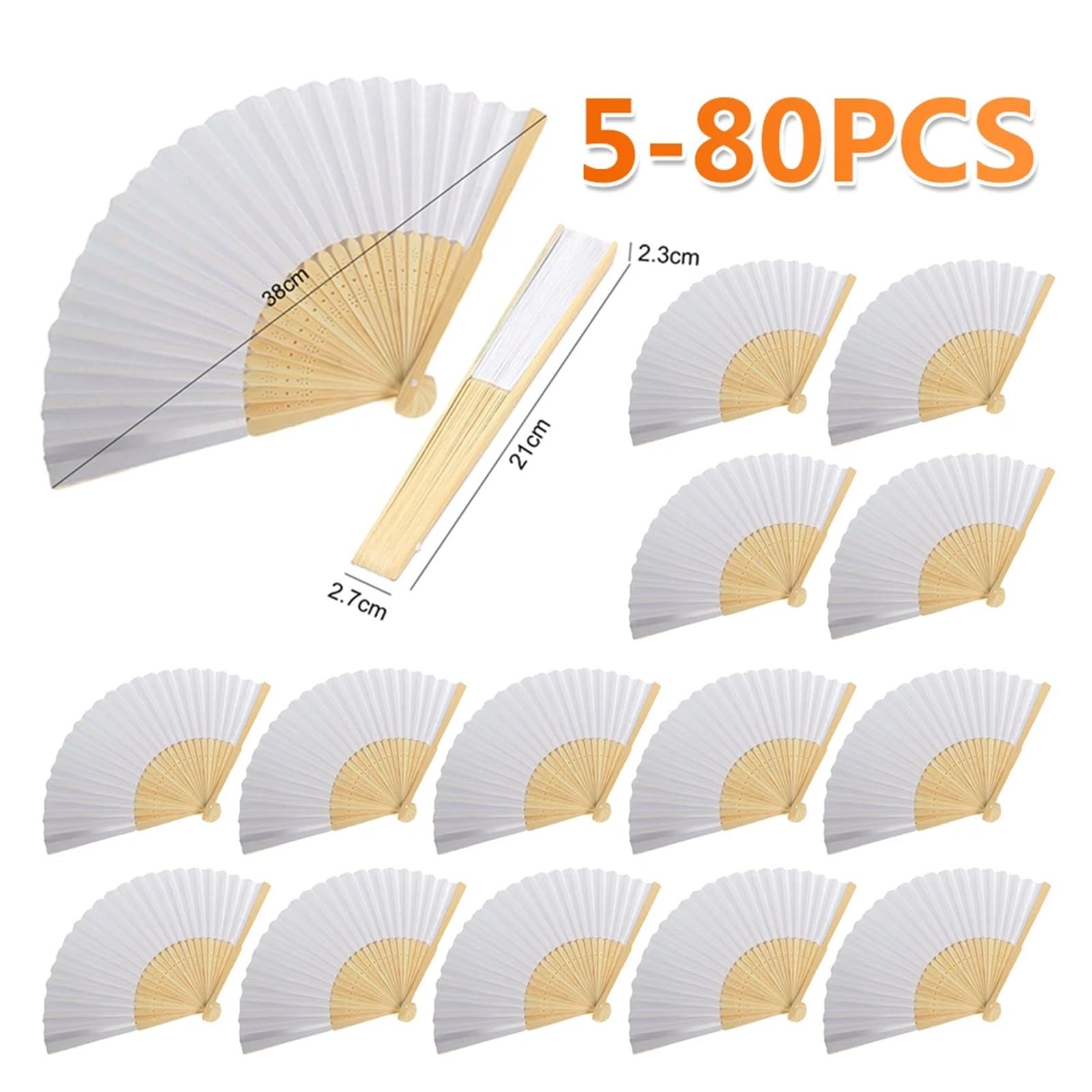 Papier FaltfäCher Blanko-weißer DIY-Faltfächer, Handübungs-Fächer, faltbarer Papierfächer, tragbar, handbemalt, personalisiert for Tanz-Cosplay-Requisiten(50pcs)