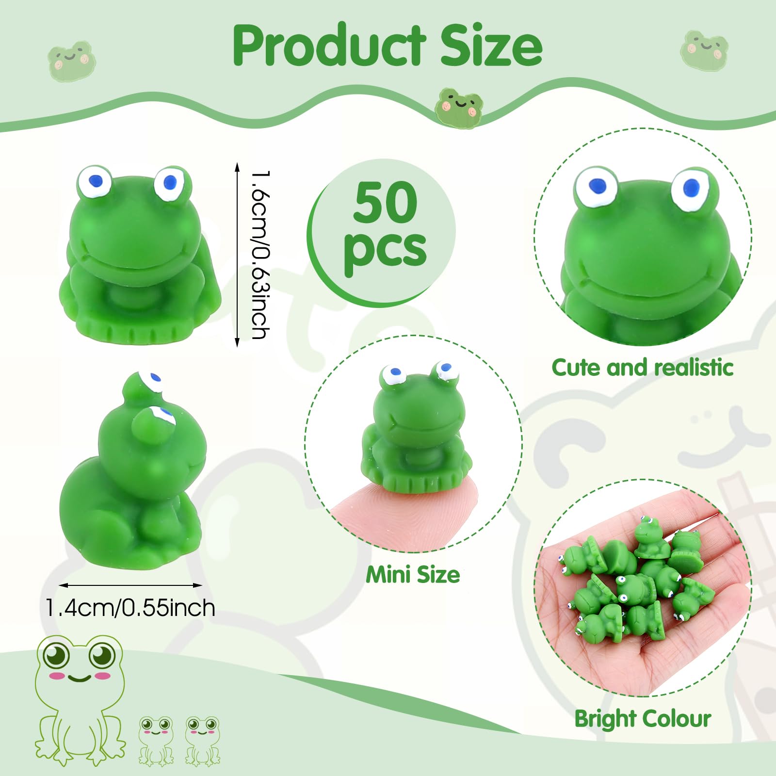 100 Stück Mini Harzfrösche, Grün | 1,7x1,5 Cm | Für DIY, Terrarien, Puppenhäuser & Gartendeko