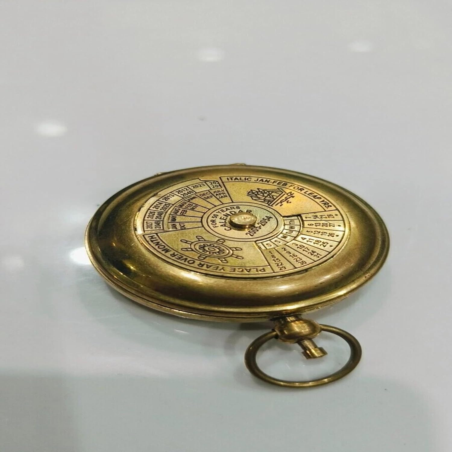 Brass Calender Compass Antique Nauticle Pocket Size Vintage Finish Navigation Instrument Ideal for Traveling,Hiking,Gifting & Decoration