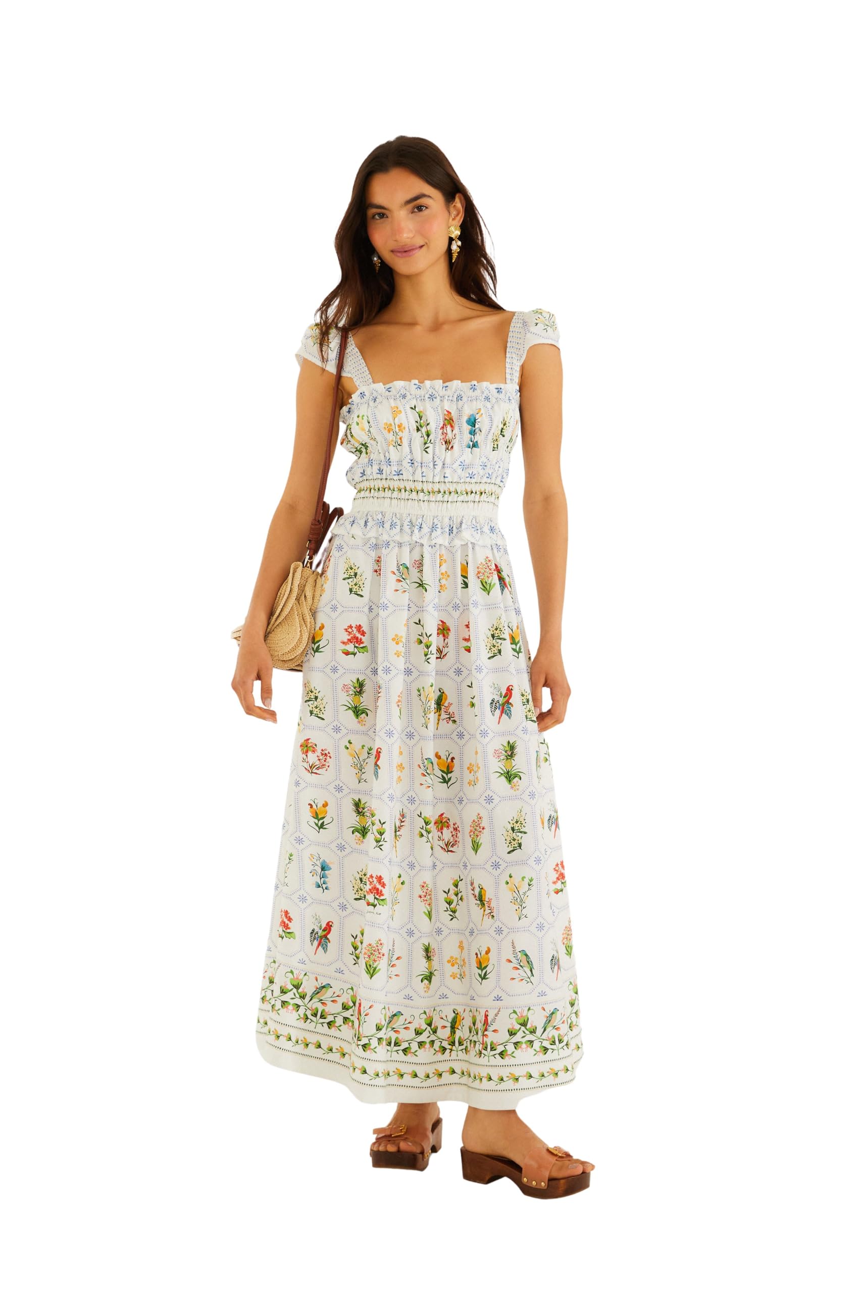 Tropical Porcelain Off White Maxi Dress