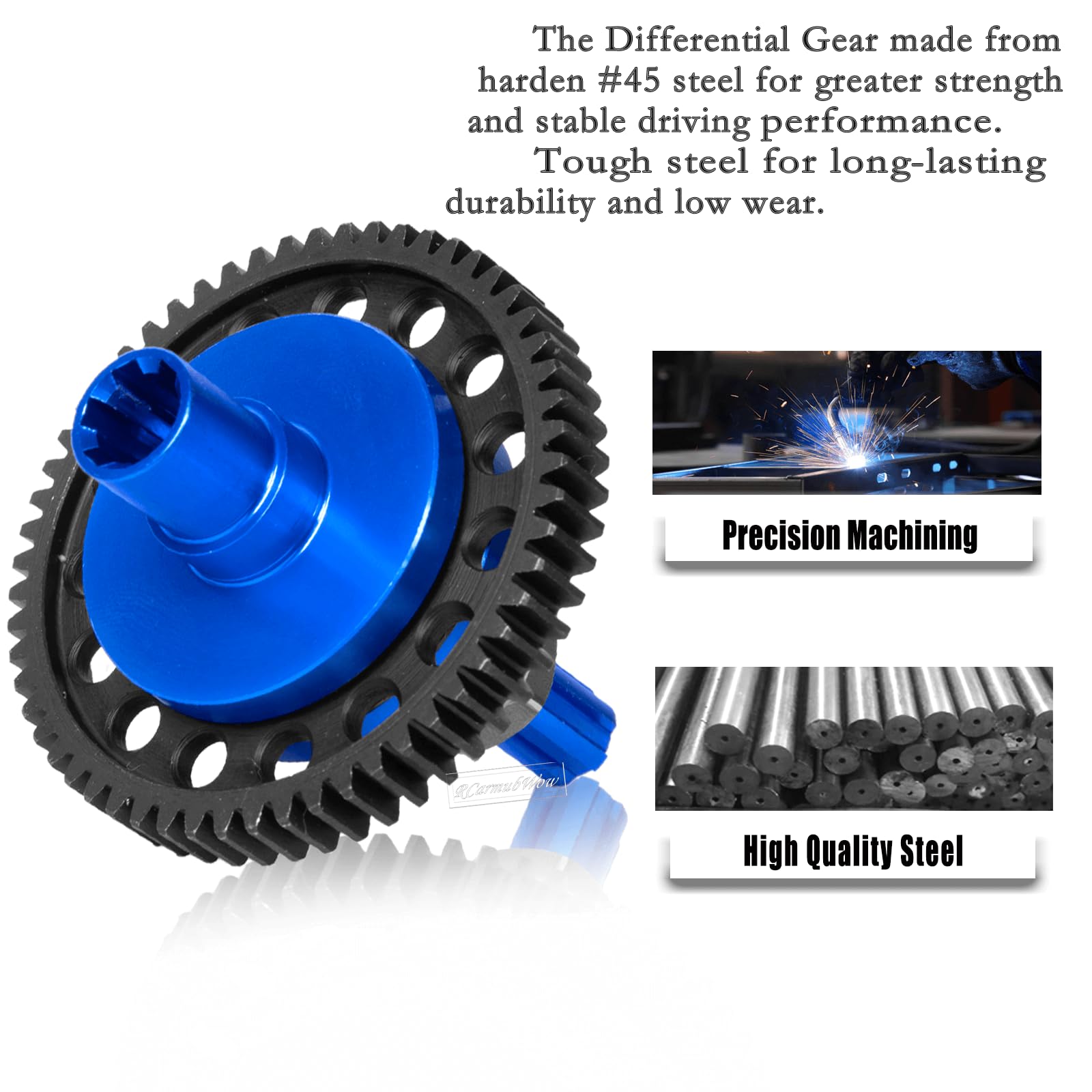 Metal Center Drive Shaft & Spur Gear Upgrade For Arrma 1/10 4x4 RC Cars - Blue