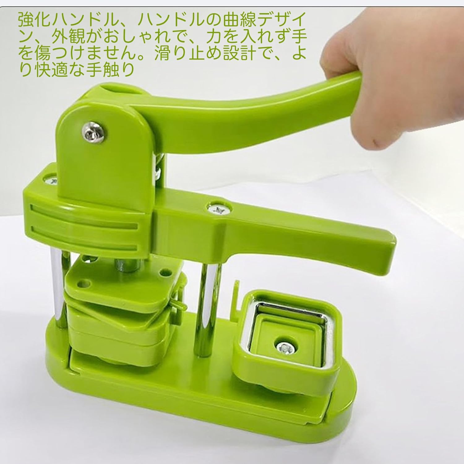 缶バッジメーカー 50mm直径角形 グッズ 素材100セット付き DIY バッジ 業務用 家庭用(ピンク)