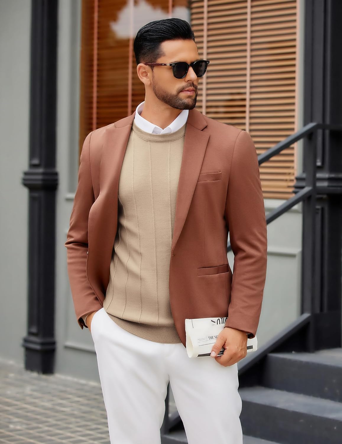 COOFANDY Men's Crew Neck Sweater Long Sleeve Ribbed Knit Dress Sweaters Casual Slim Fit Pullover - Image 5