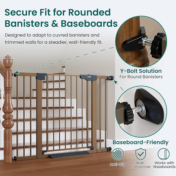 Cumbor 46 & 51.5 Baby Gate & Pet Gate Bundle, Extra Wide Safety Gates with Dual-Lock, Auto-Close, Pressure or Hardware Mount for Stairs & Doorways