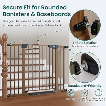 Cumbor 46 & 51.5 Baby Gate & Pet Gate Bundle, Extra Wide Safety Gates with Dual-Lock, Auto-Close, Pressure or Hardware Mount for Stairs & Doorways