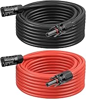 Vista 18 de Cable de extensión solar de 10 AWG de 3 pies negro + 3 pies rojo, cable de panel solar de calibre 10 macho a hembra, alambre de cobre estañado