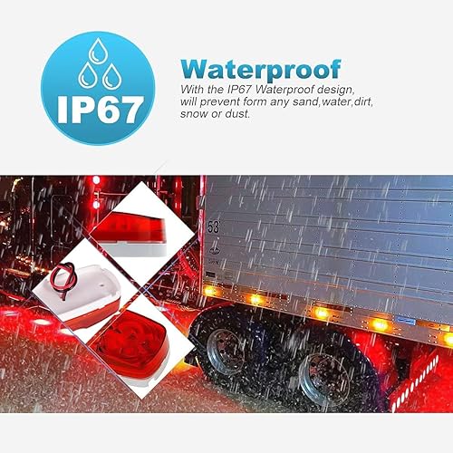 Miniatura 5 de Partsam 20 luces LED de señalización doble de 2 x 4 pulgadas, 10 diodos de montaje en superficie rectangular sellada, luces de liquidación