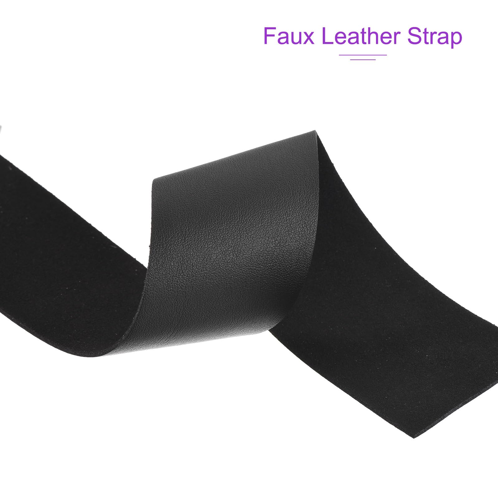 DMiotech Black Faux Leather Strap 2 Inch Wide 39 Inch Long Flat Leather Belt Strip 1.3mm Thick Single Sided Cord for Arts Craft DIY Traction Ropes - Image 4