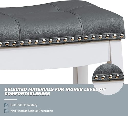 Miniatura 40 de COSTWAY Juego de 2 taburetes de bar, taburete de mostrador sin respaldo de 29 pulgadas de altura con reposapiés, cojín de asiento suave, patas de