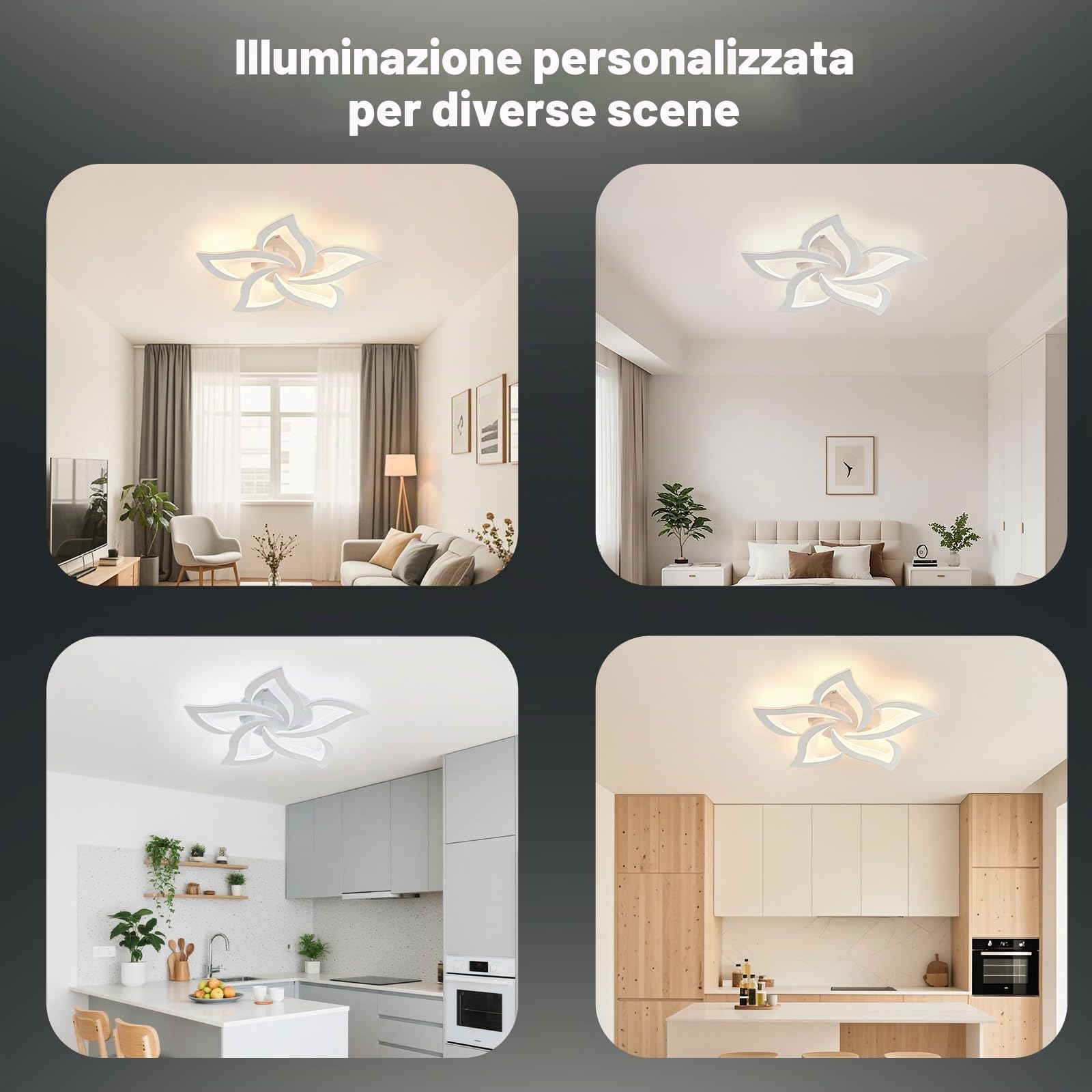Smart Plafoniera Led soffitto stile Moderno, Dimmerabile Lampadario Camera da letto con Telecomando, 23 W Alexa/Google/HomeKit (63 * 8cm)