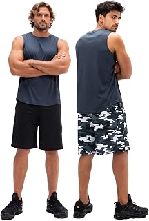 DEVOPS Men's 2-Pack Loose-Fit 10" Workout Gym Shorts with Pockets Athletic