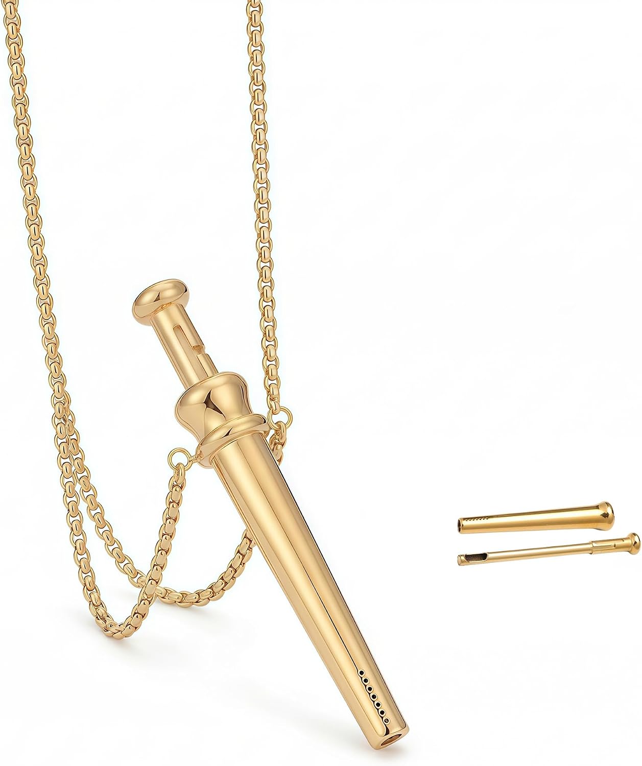 Mini Anxiety Breathing Spoon Pendant Necklace, Stash Necklace with Scoop（Gold）