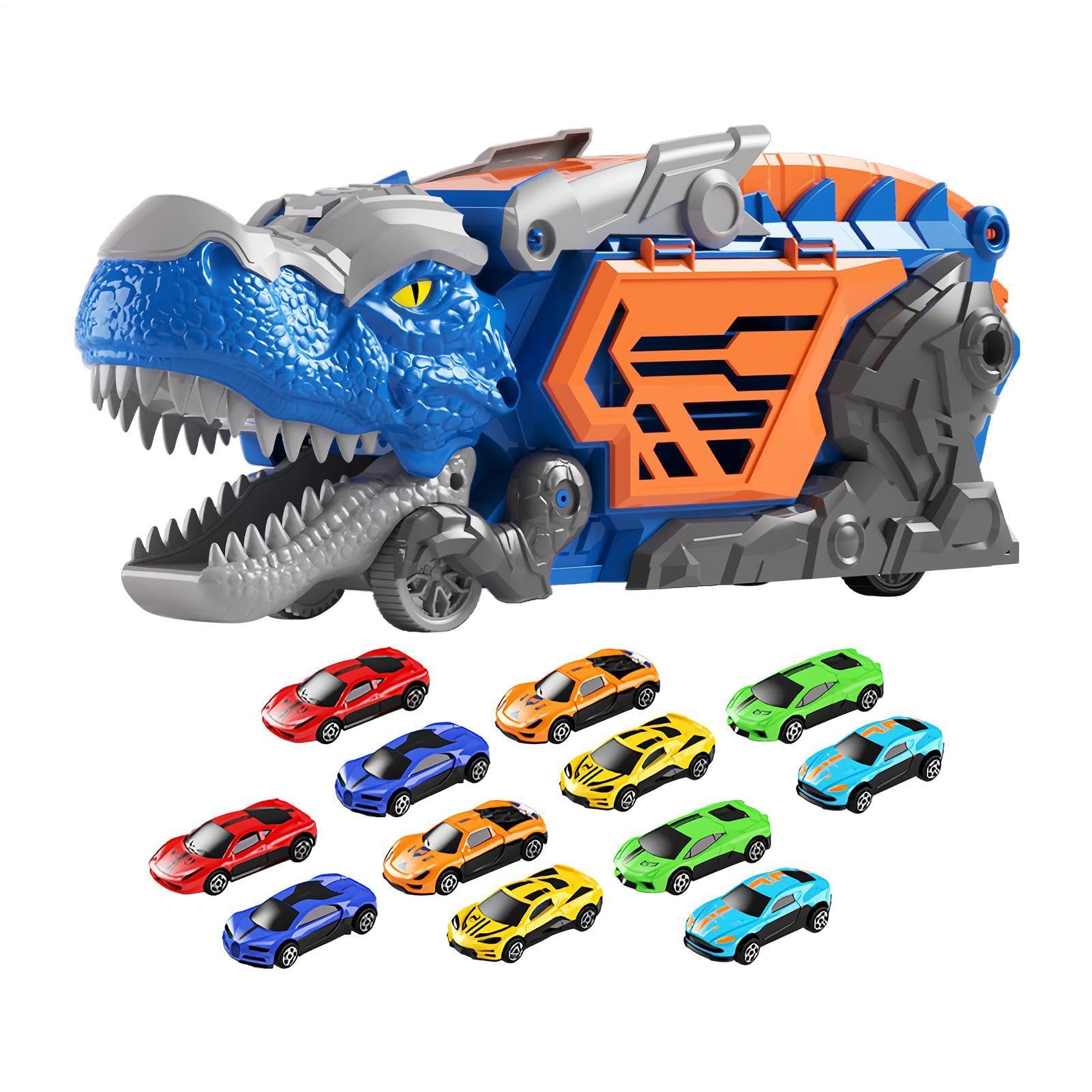 Dinosaur Truck for Kids 12 Mini Cars Dxouble Track Portaxble Handle