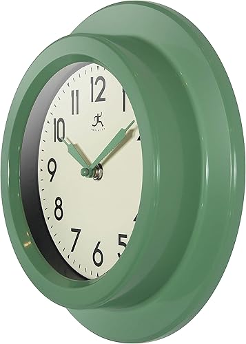 Miniatura 5 de Infinity Instruments Retro Escape Plastic 9.75" - Reloj de pared interior con movimiento silencioso, color verde