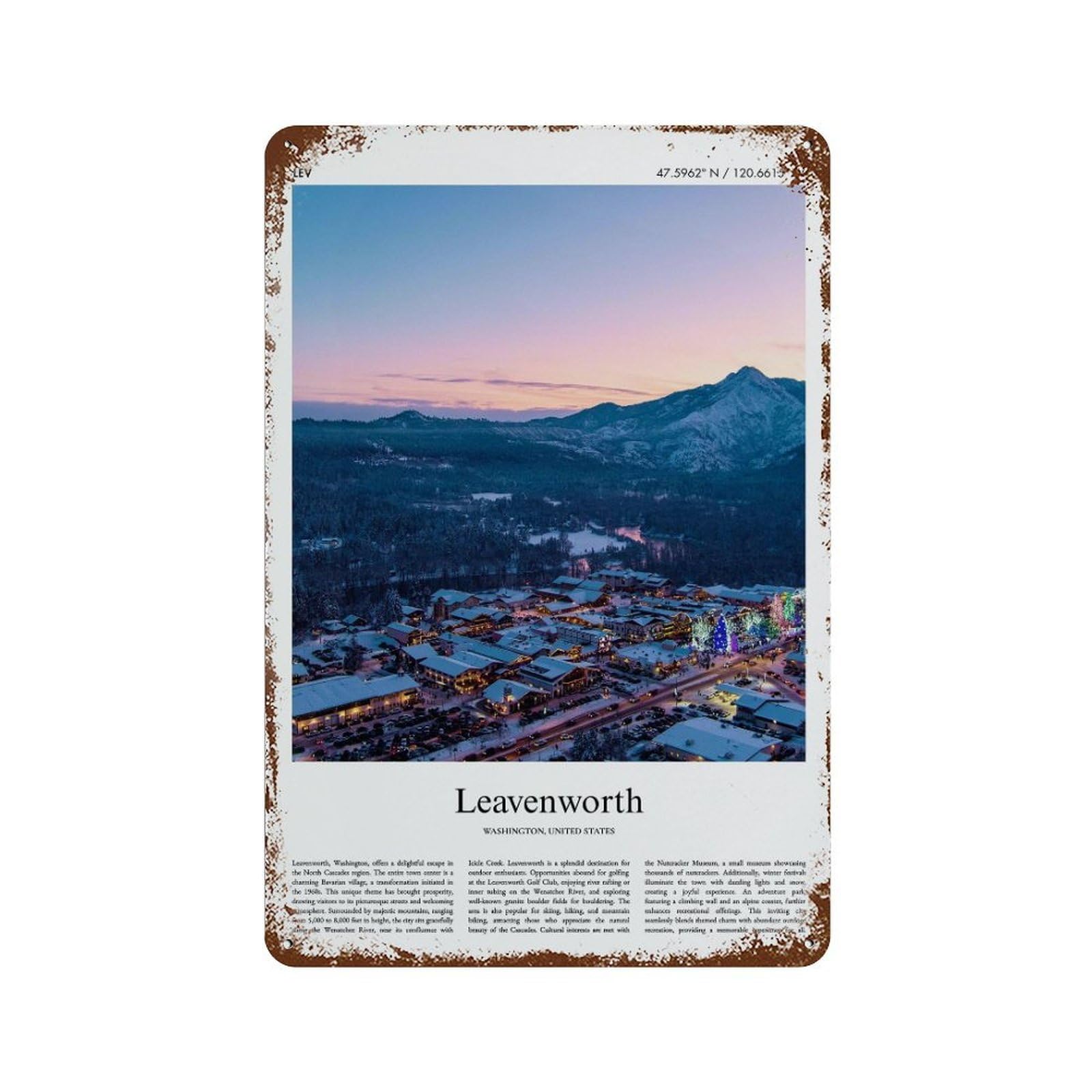 xiaoxiaoshen Leavenworth Washington, United States, USA City Scenery Wall Decor Art Metal Tin Poster Modern Home Decor Art Home Bar Shop Decorations Vintage Sign 30x20cm