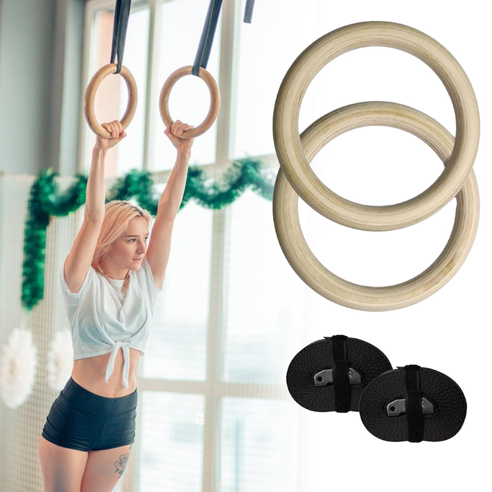 Anelli da ginnastica con cinghie, regolabili, per fitness a casa, anelli per fitness, robusti, per esercizi di trazione, ginnastica aerobica