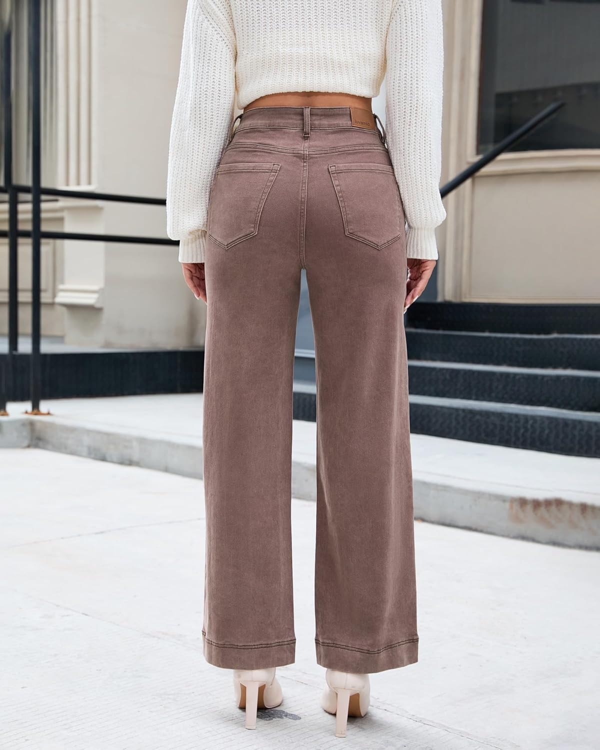 luvamia Wide Leg Jeans for Women Trendy High Waisted Double Side Seams Stretchy Denim Pants Trouser Jeans with Pockets - Image 2