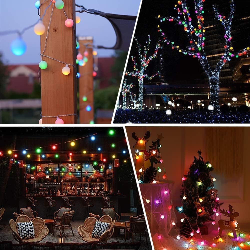 Diagram illustrating the total length of the Lezonic LED string lights, including the power cable and the light string.