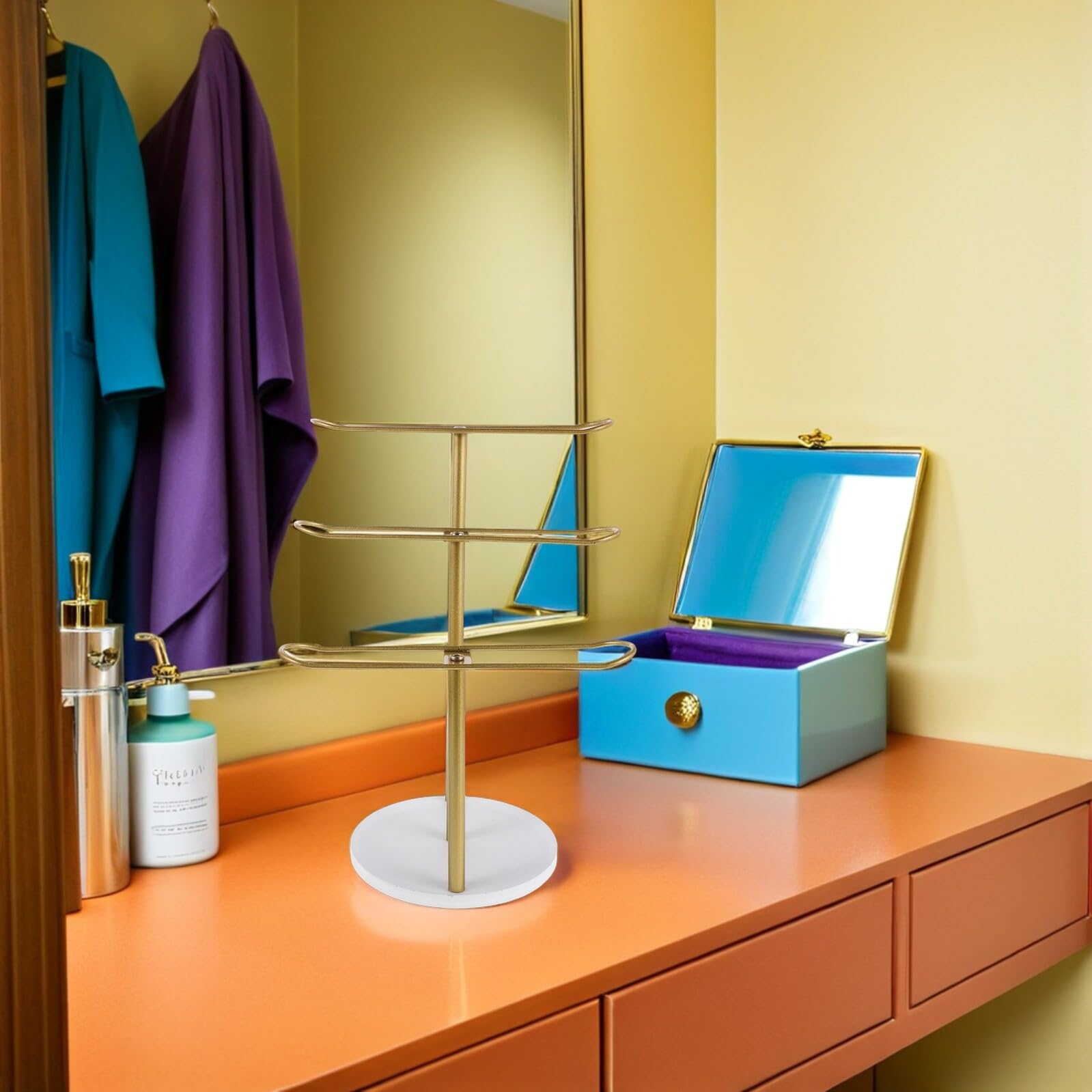 Uonlytech 3 Stöckiger Haarband Organizer aus Metall Haaraccessoire Aufbewahrung mit Stabilem Ständer Pflegeleicht für Schlafzimmer und Studentenwohnheim
