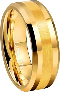 6mm 8mm 10mm Tungsten Carbide Wedding Band Ring Engraved I Love You Men Women Brushed Strip Beveled Edge Size 4 to 17