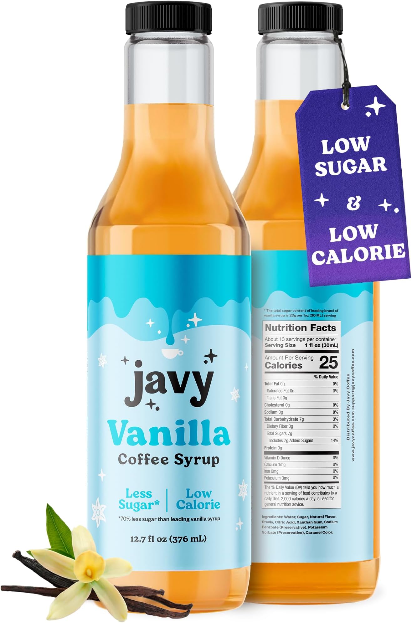 Javy Premium Coffee Syrup, Low Sugar Low Calorie, Coffee Flavoring Syrup, Coffee