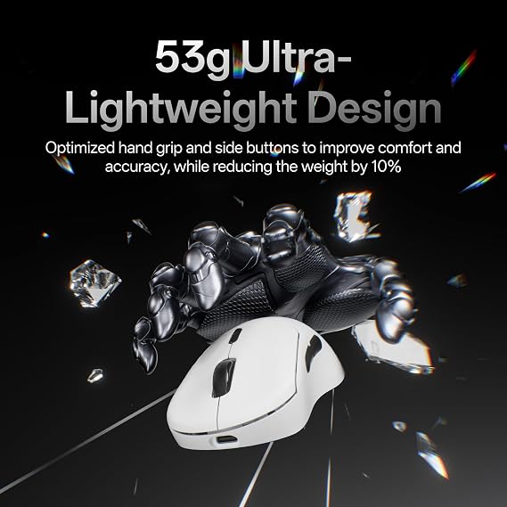 Rapoo VT3 MAX Gen-2 Wireless Gaming Mouse, True 8K Wireless Polling Rate, 53g Lightweight, Up to 750 Hr Battery, Nordic nRF54L15 MCU, 120-Million Optical Switch, 10 Programmable Buttons, Macro Enabled