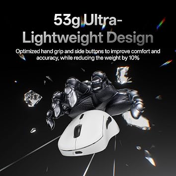 Rapoo VT3 MAX Gen-2 Wireless Gaming Mouse, True 8K Wireless Polling Rate, 53g Lightweight, Up to 750 Hr Battery, Nordic nRF54L15 MCU, 120-Million Optical Switch, 10 Programmable Buttons, Macro Enabled