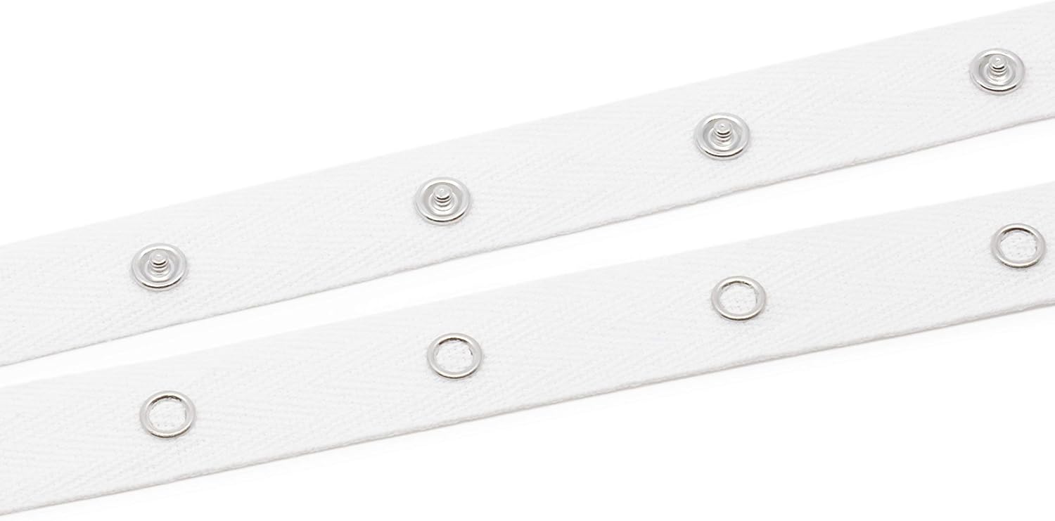 Dritz Cotton Snap Tape, 12 Snaps, 8-Yards, White