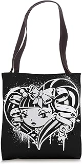 Cute Heart Shaped Punk Goth Girl w/ Ribbons & Bows Tote Bag