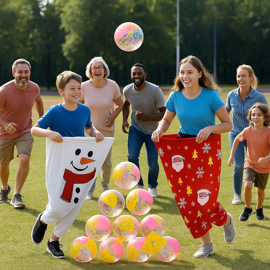Granny Pants Yard Game – Giant Stretchy Pants Outdoor Relay Set with 10 Bouncy Balls & Pump, Hilarious Backyard Party Game for Adults, Field Day, Team Building & Family Reunions