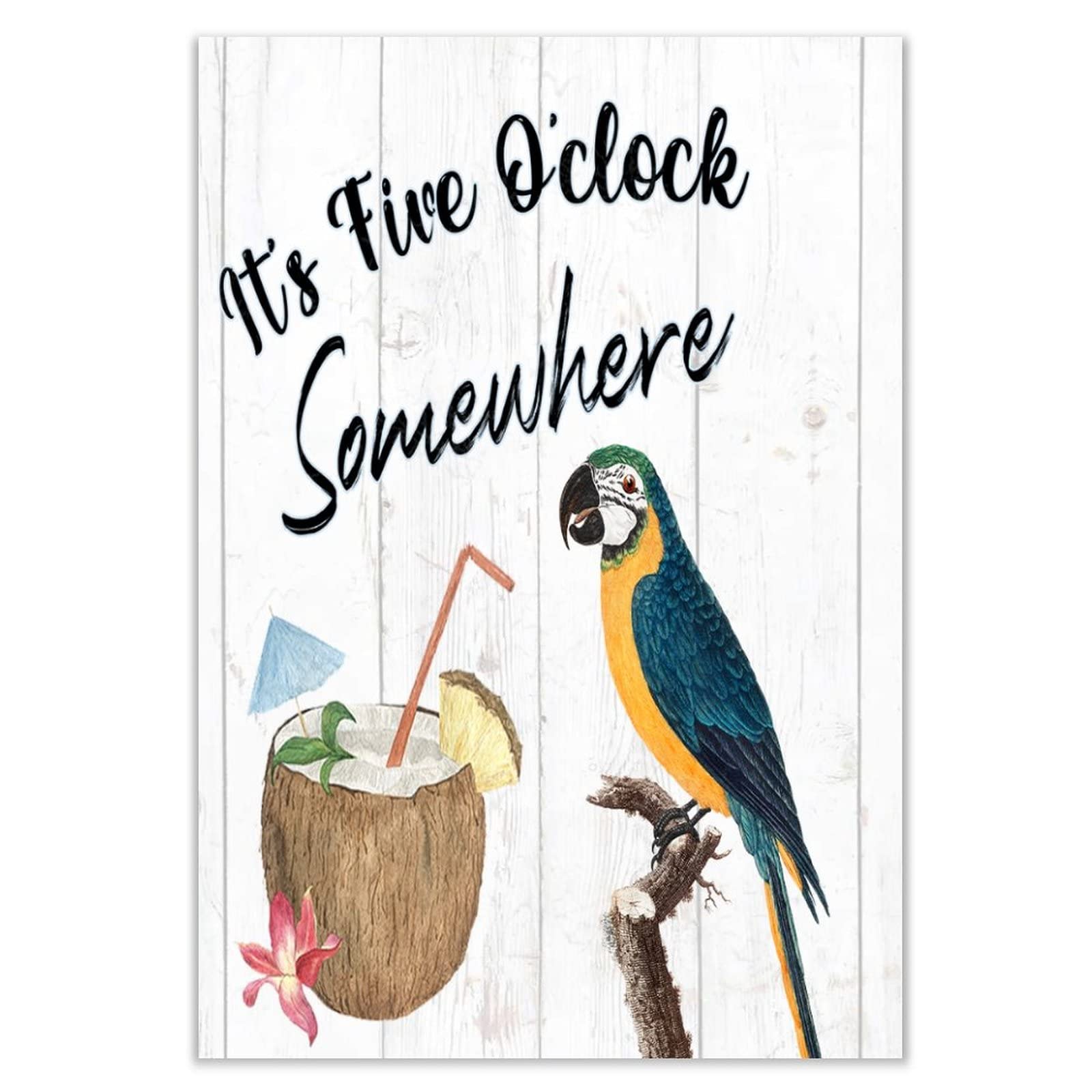 Plaque murale en bois It's 5 O'Clock Somewhere pour decoration de salon 30x45cm