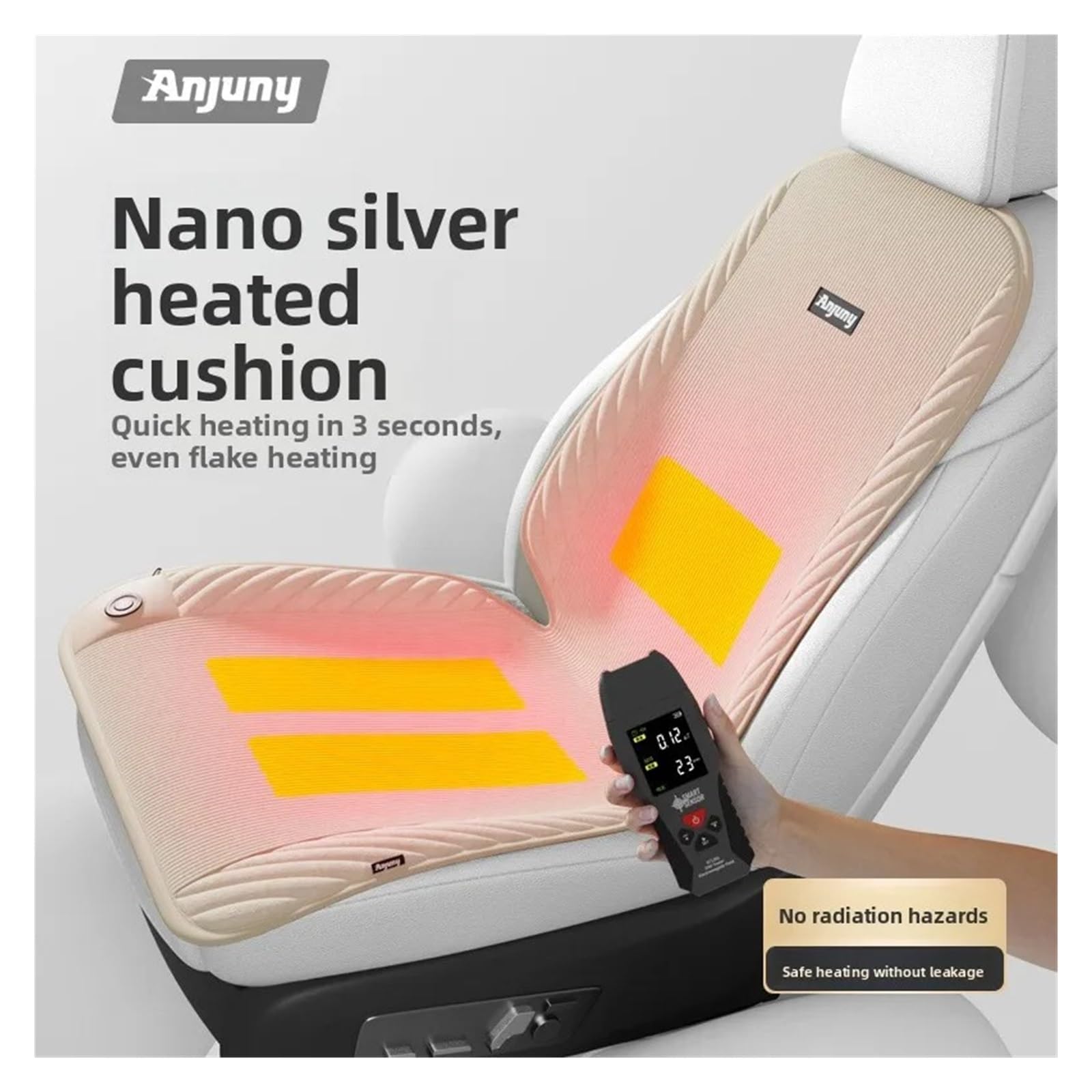 Fundas Asientos Coche Funda Asiento Coche con Calefacción Alimentada por Encendedor Cigarrillos 12V 5 Motores Zona Dual Calentamiento Rápido Cojín Universal Asiento Coche Juego(Black Seat)