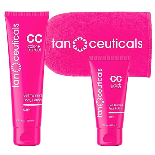 Tanceuticals Paquete de kit de autobronceado corporal + cara, sombra oscura