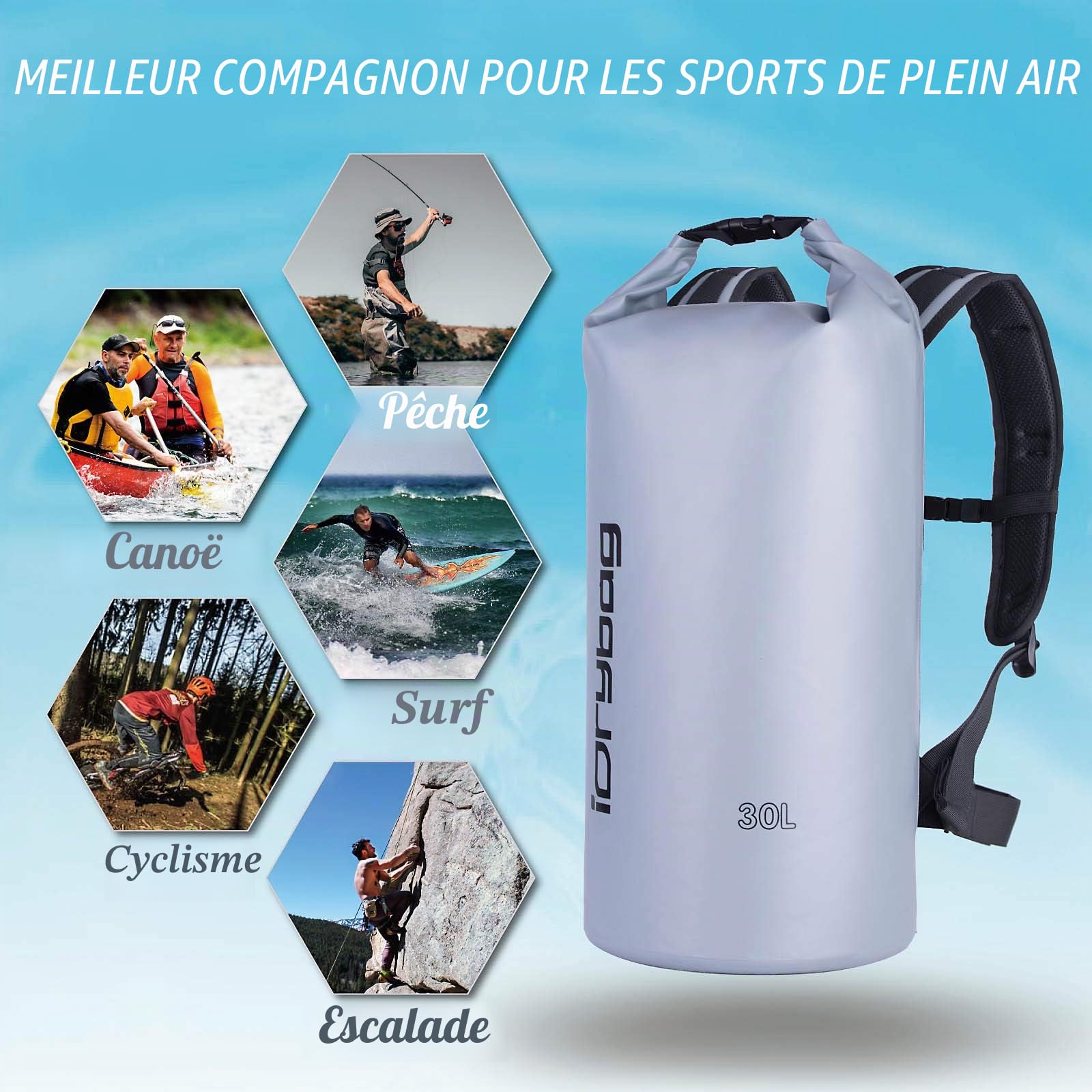 IDRYBAG Dry Bags for Kayaking Waterproof 2L/5L/10L/15L/20L, Small Dry Bag Waterproof Floating, Dry Sack Waterproof Bag for Paddleboarding Travel