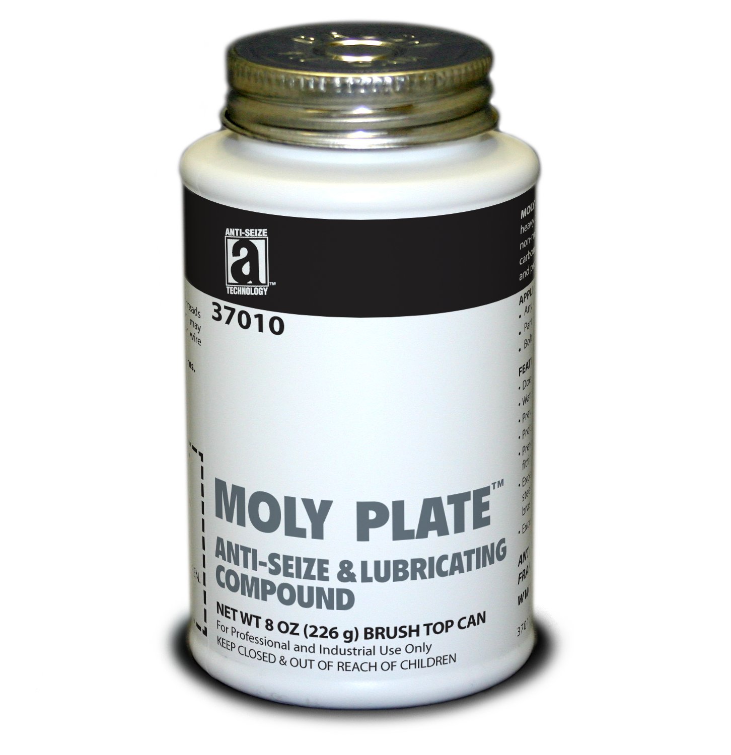 Moly Plate 37010 Anti-Seize Compound with Molydbenum Disulfide in a Non Melting Carrier, 8 oz., Black, Paste