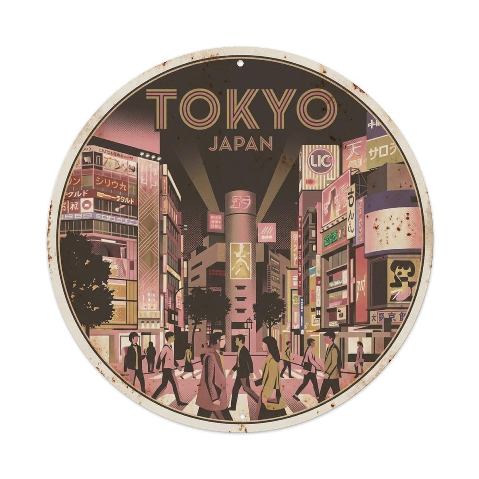 Tokyo Japan Retro Travel Antique Destination Route Metal Tin Sign
