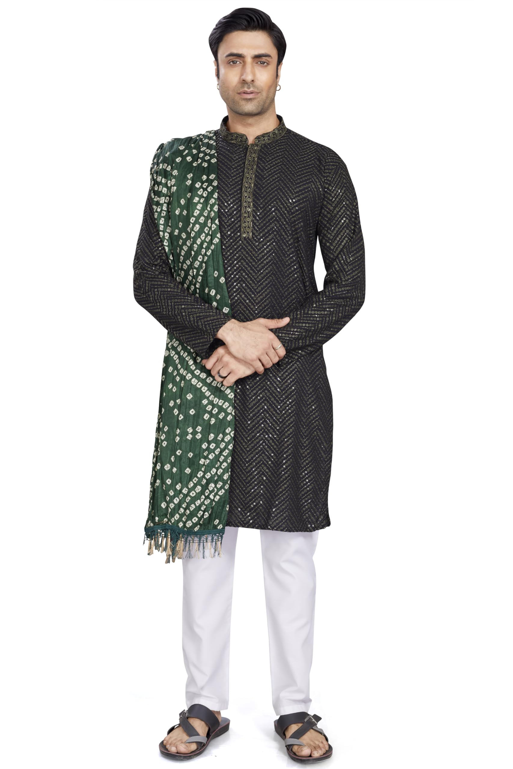 Men's Printed Art Silk Bandhani Dupatta/Stole-image-40