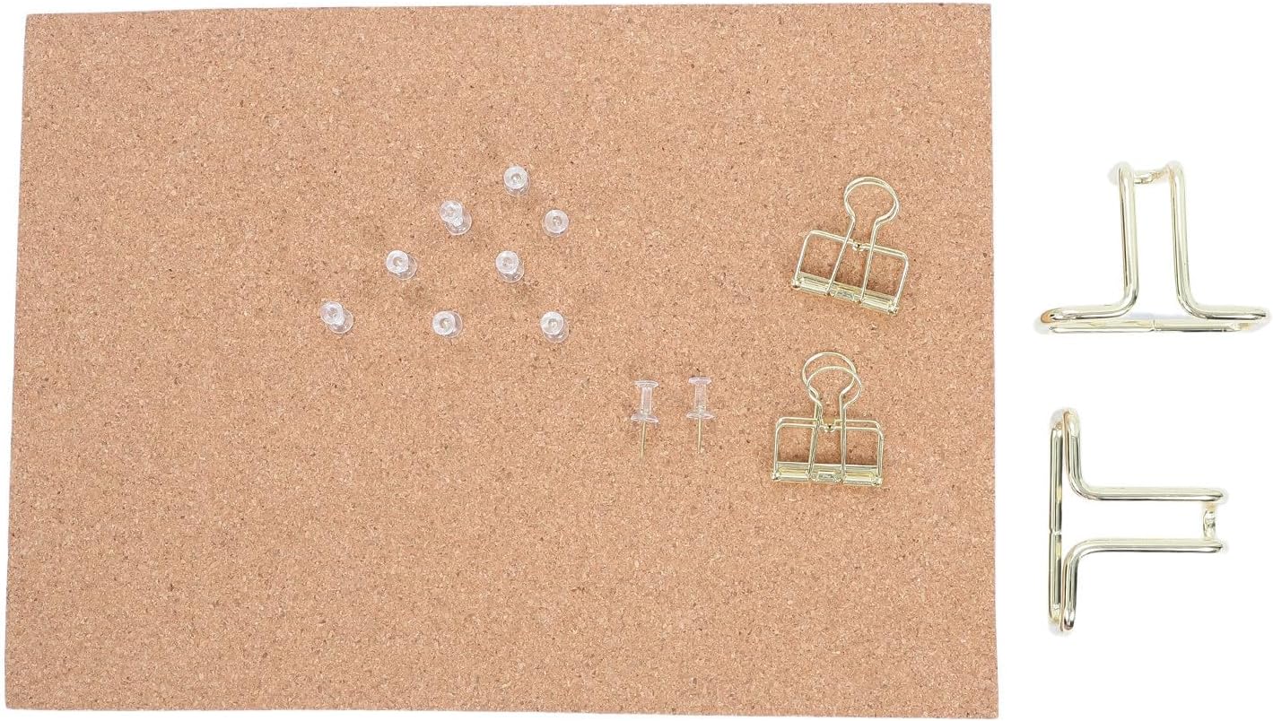Beavorty Small Desktop Cork Board with Stand, Double-Sided Cork Display Board with Matte Finish and Stable Iron Holder, Space-Saving Vertical Design for Study Corner or Dorm, 12" X 8.7"