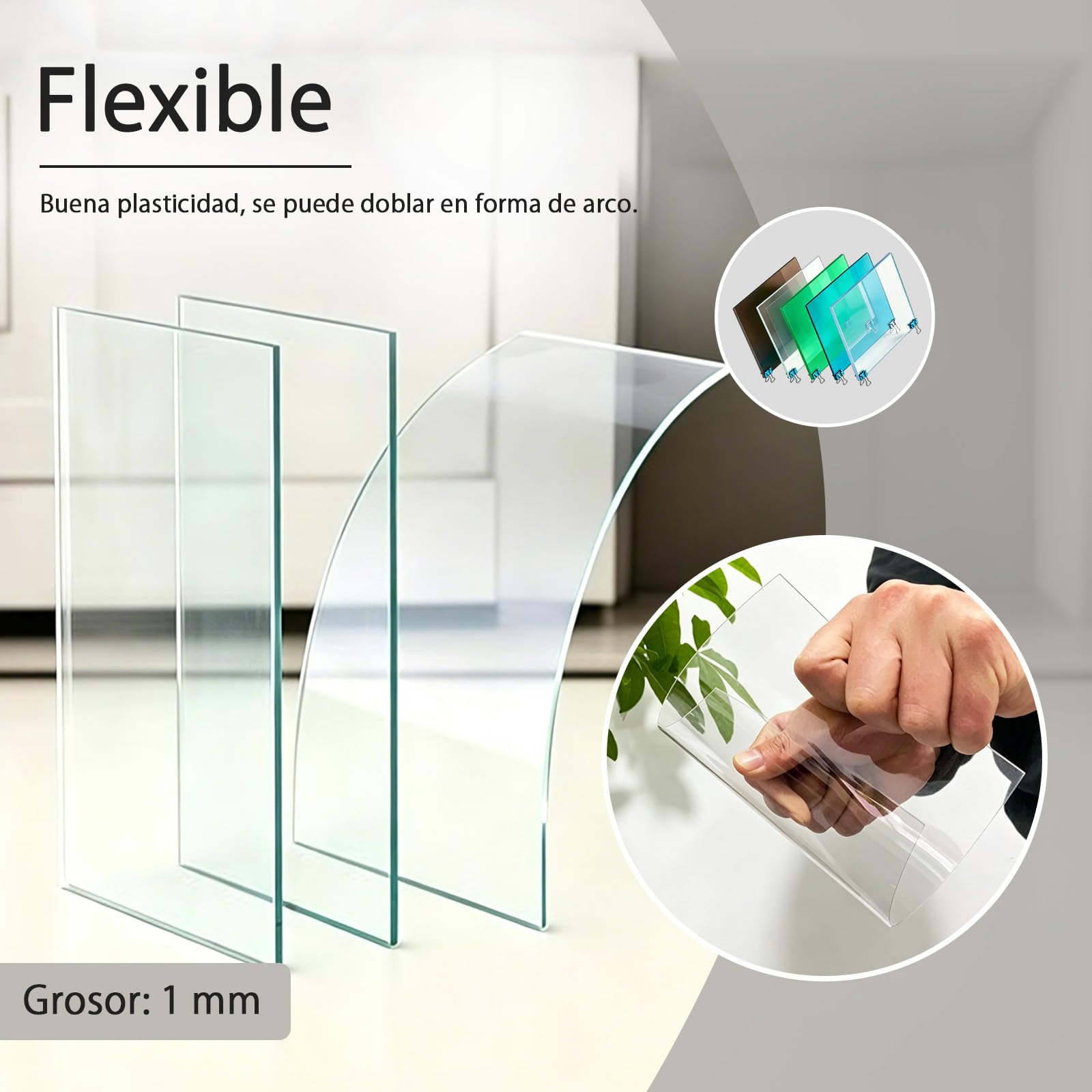Policarbonato Placas Transparente 1 mm Planchas Tejados, Resistente UV Paneles, Planchas Revestimiento de Repuesto para Techos,Cocheras,Solarios, 1.5×2m (5.1×6.6ft)
