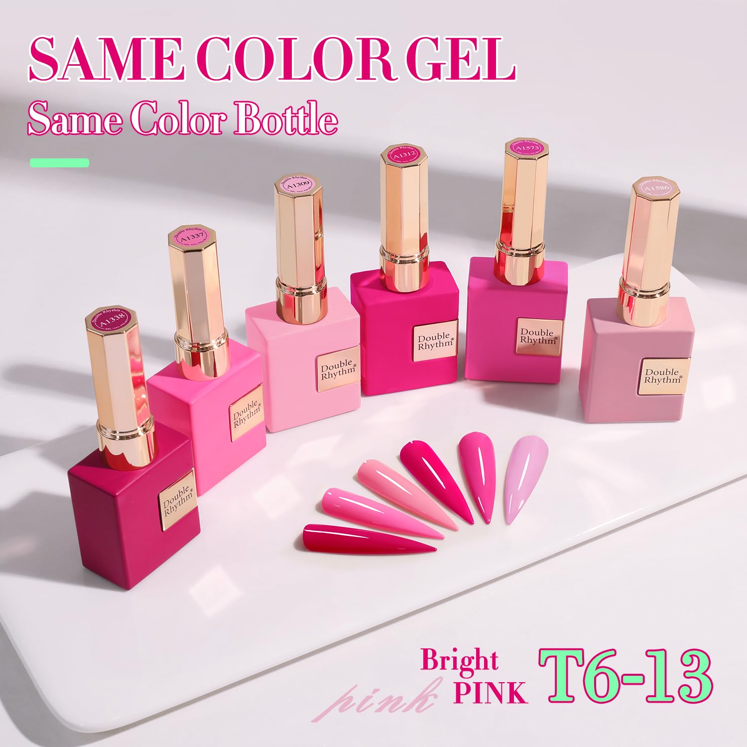 Double Rhythm Juego de 6 esmaltes de uñas de gel de 15 ml del mismo color y en el mismo frasco. Kit de manicura de gel para uñas de gel para salón de belleza y uso doméstico. Para mujeres (rosa neón